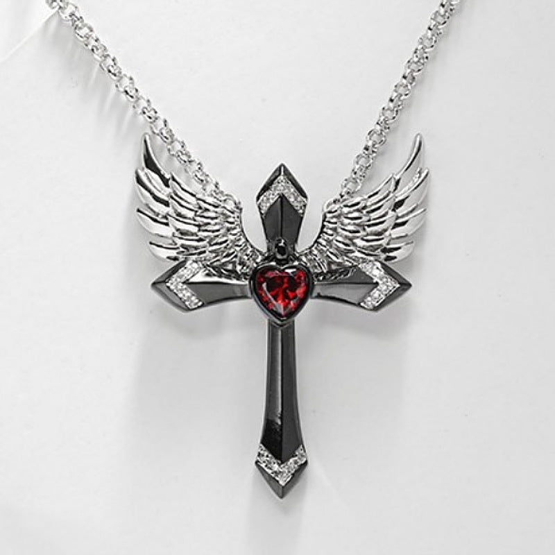 Gothic Engel Flügel Kreuz Anhänger Halskette Karnz