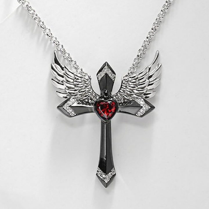 Gothic Engel Flügel Kreuz Anhänger Halskette Karnz