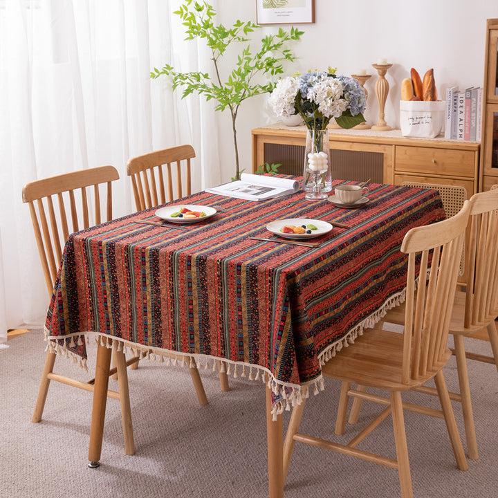 Lebhaftes Bohemian Fransen Tischdecke