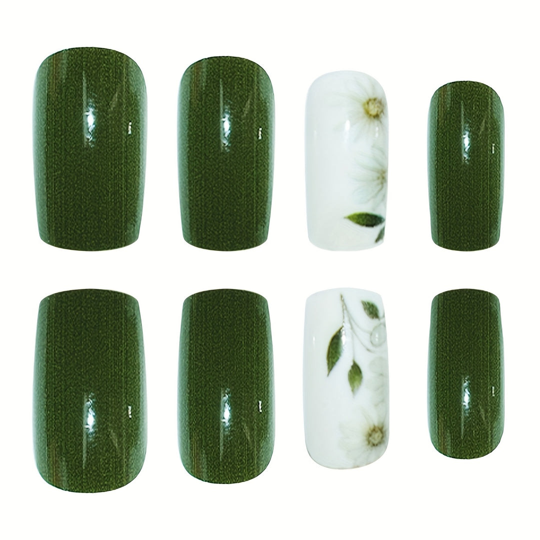 Elegantes floral verziertes Press-On-Nagelset Karnz