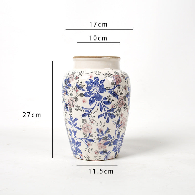 Florale Keramik Vase mit kunstvollem Design Karnz