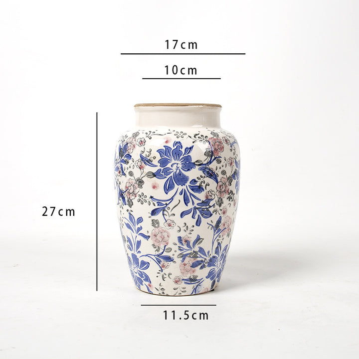 Florale Keramik Vase mit kunstvollem Design Karnz