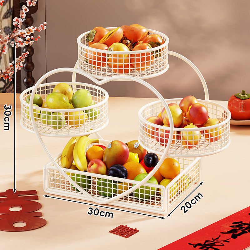 Herzförmiger dreistufiger Metall Obstkorb Organizer
