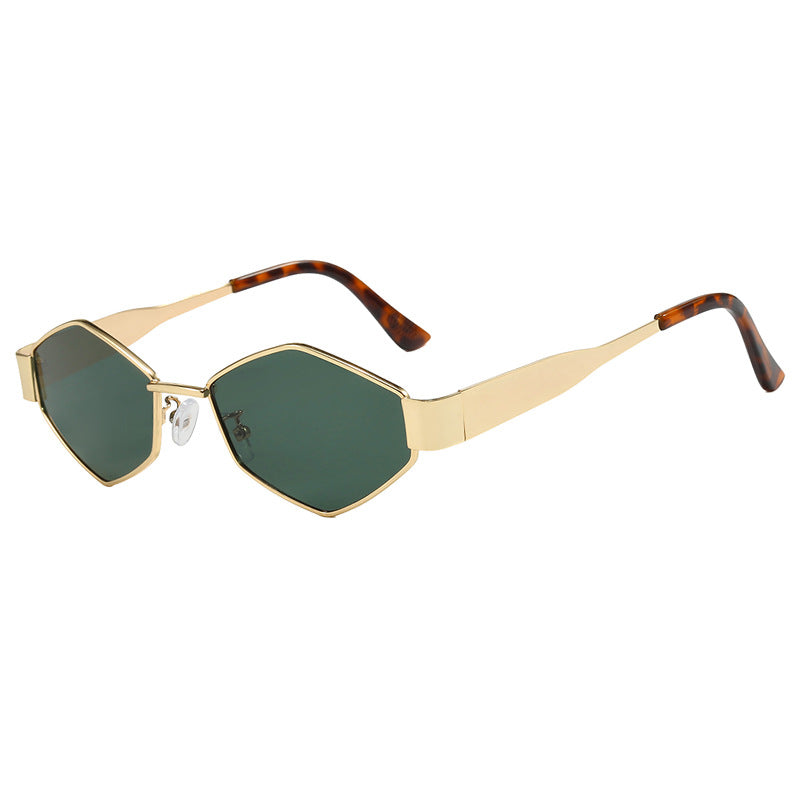 Damen geometrische Sonnenbrille mit schmalem Metallrahmen und polarisierten Gläsern Karnz
