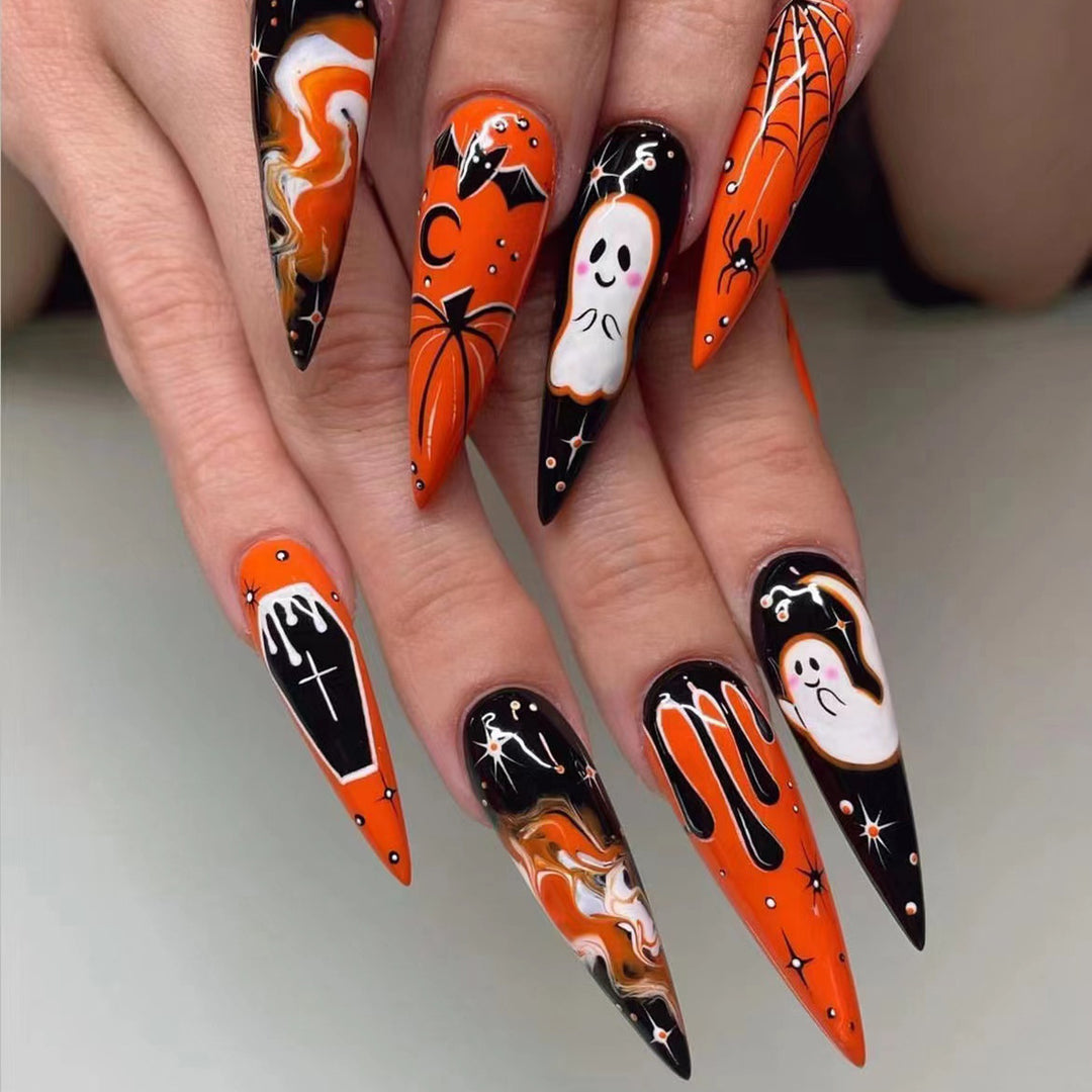 Halloween-Themen Stiletto Press-On Nägel Karnz