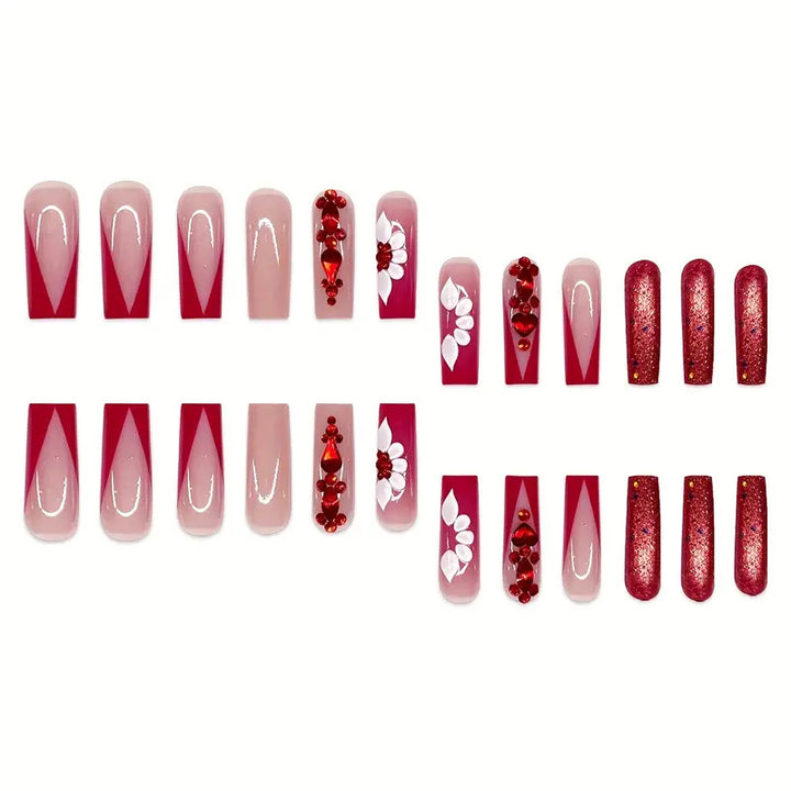 Glamouröse 3D Blumennagelverzierung Karnz