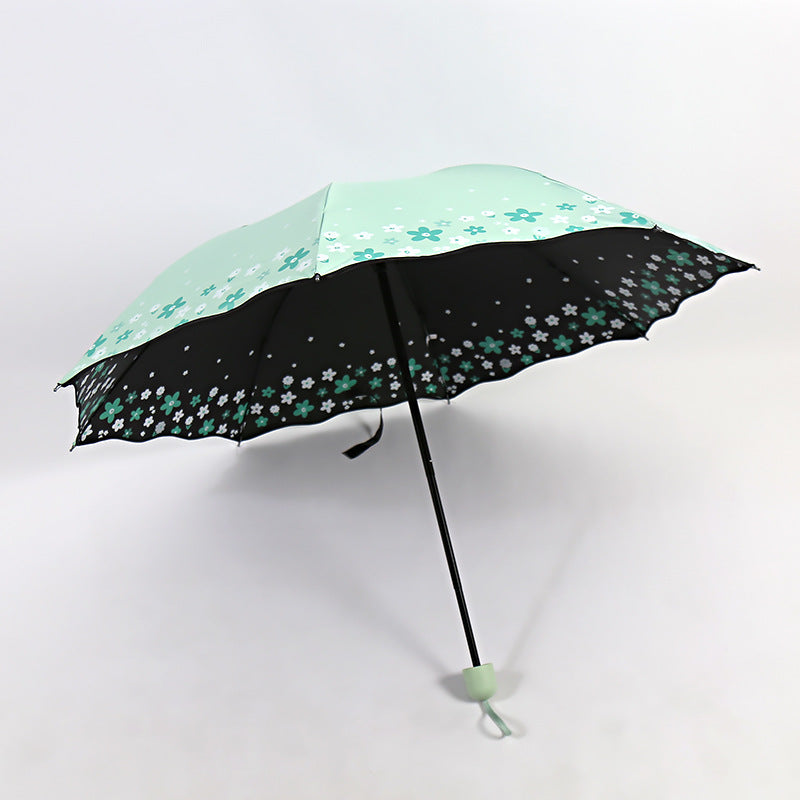 Damen Falt-Regenschirm mit detailliertem Floraldesign Karnz