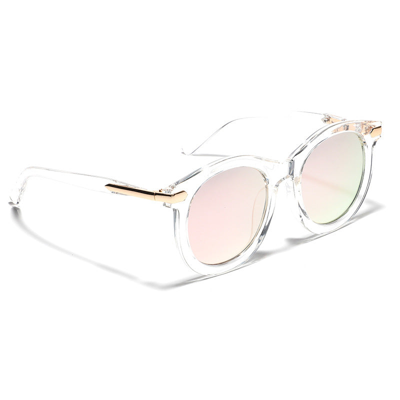 Damen modische Sonnenbrille mit transparentem Rahmen und goldenen Akzenten Karnz