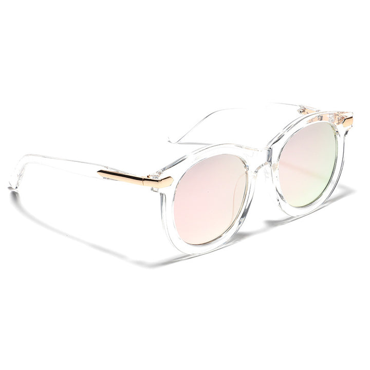 Damen modische Sonnenbrille mit transparentem Rahmen und goldenen Akzenten Karnz