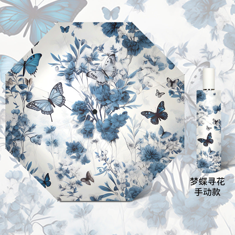 Damen eleganter Regenschirm mit floralen Design Karnz