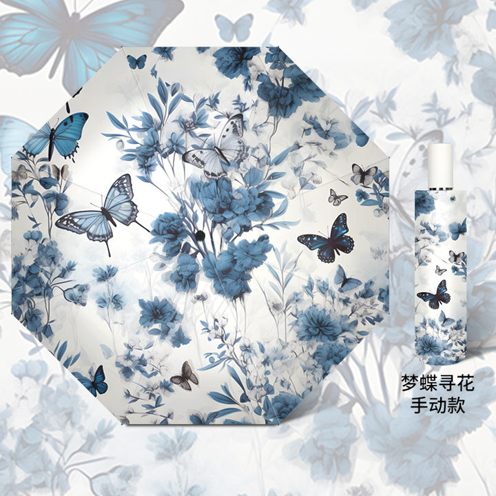 Damen eleganter Regenschirm mit floralen Design Karnz