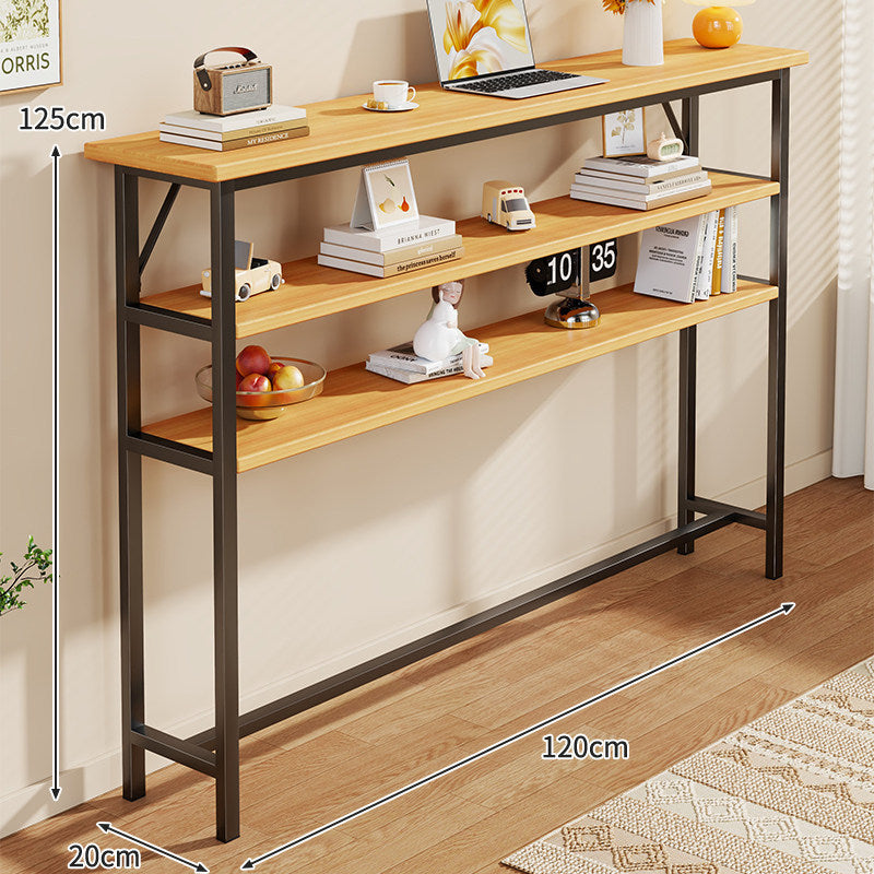 Slim Industrial Konsolentisch mit Holzplatte und Stahlrahmen