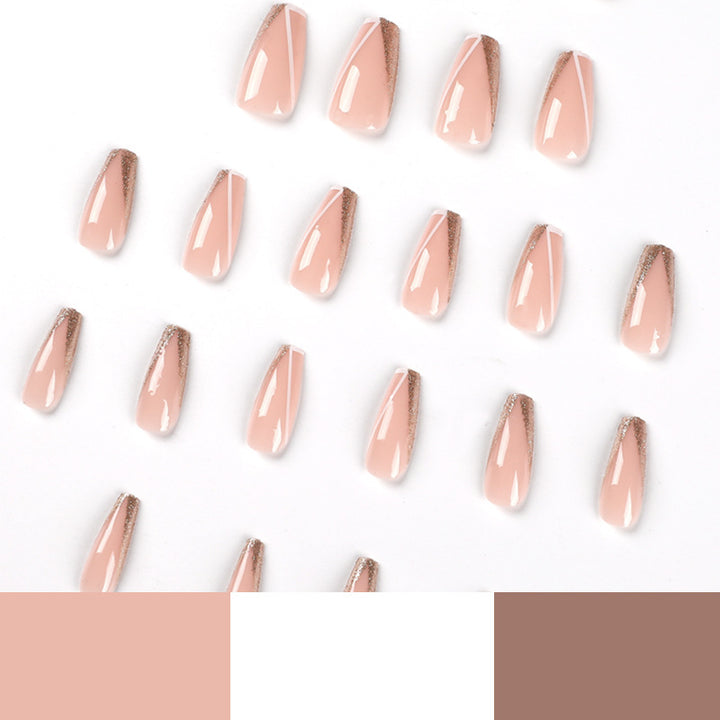 Elegante Glitzer Französisch Tip Acrylnägel Karnz