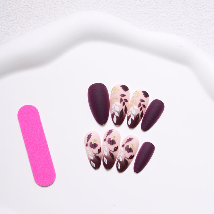Elegante florale Press-On-Nagelset Karnz