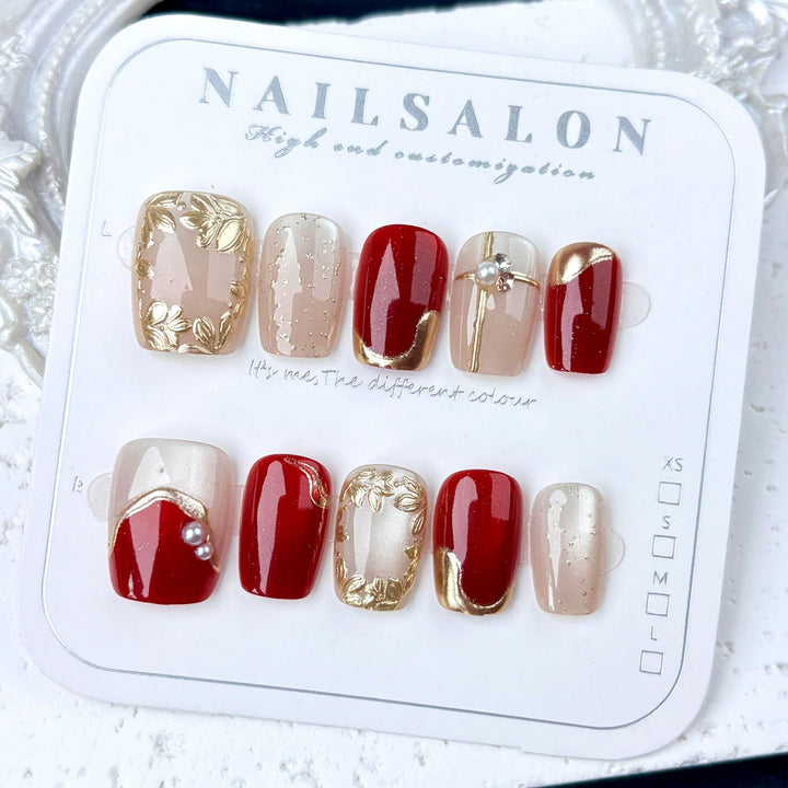 Luxuriöses Blumendesign Press-On Nagelset