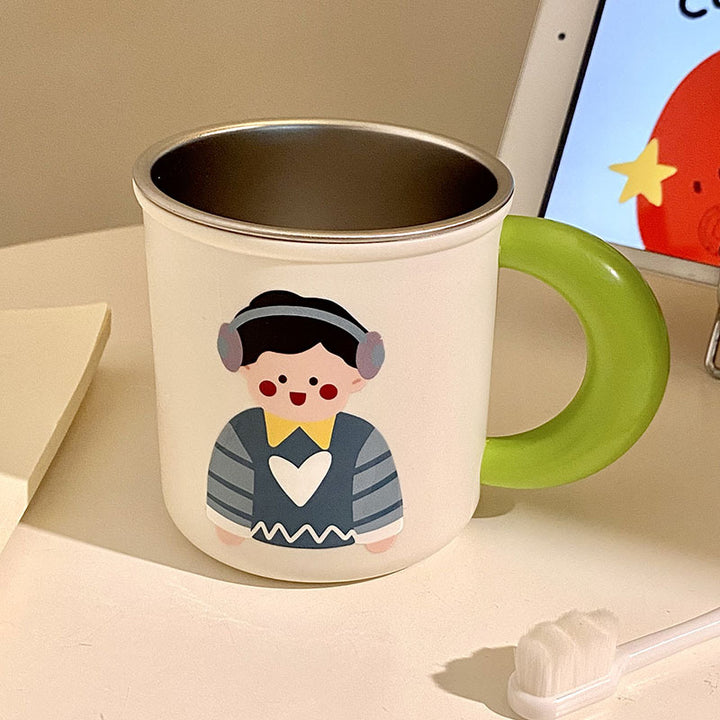Edelstahl Kaffeebecher mit Fröhlichem Kindermotiv Karnz