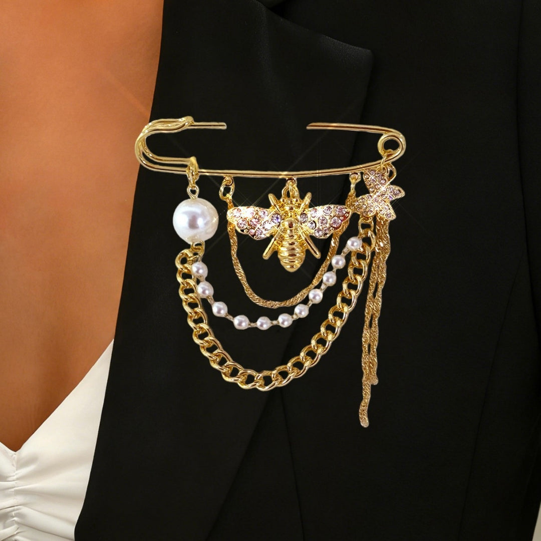 Elegante Sicherheitsnadel mit Perlen und Kristallen Karnz