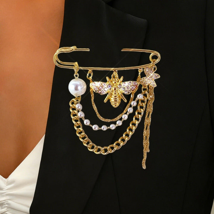 Elegante Sicherheitsnadel mit Perlen und Kristallen Karnz