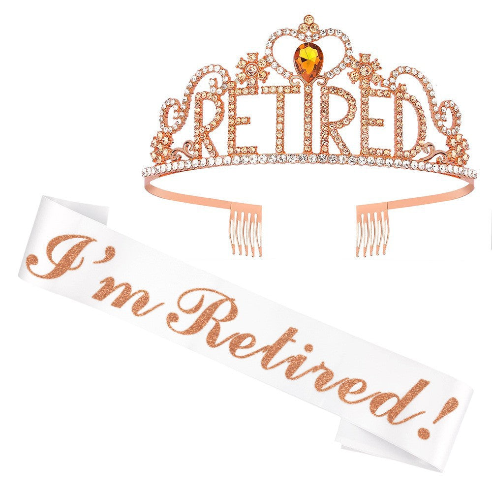 Damen Festliche Tiara mit Aufschrift und Satin-Schärpe Karnz