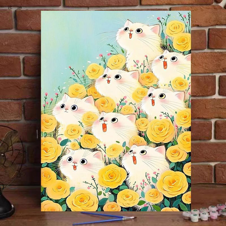 Verspielt katzenartiges Malen nach Zahlen Kunstset Karnz