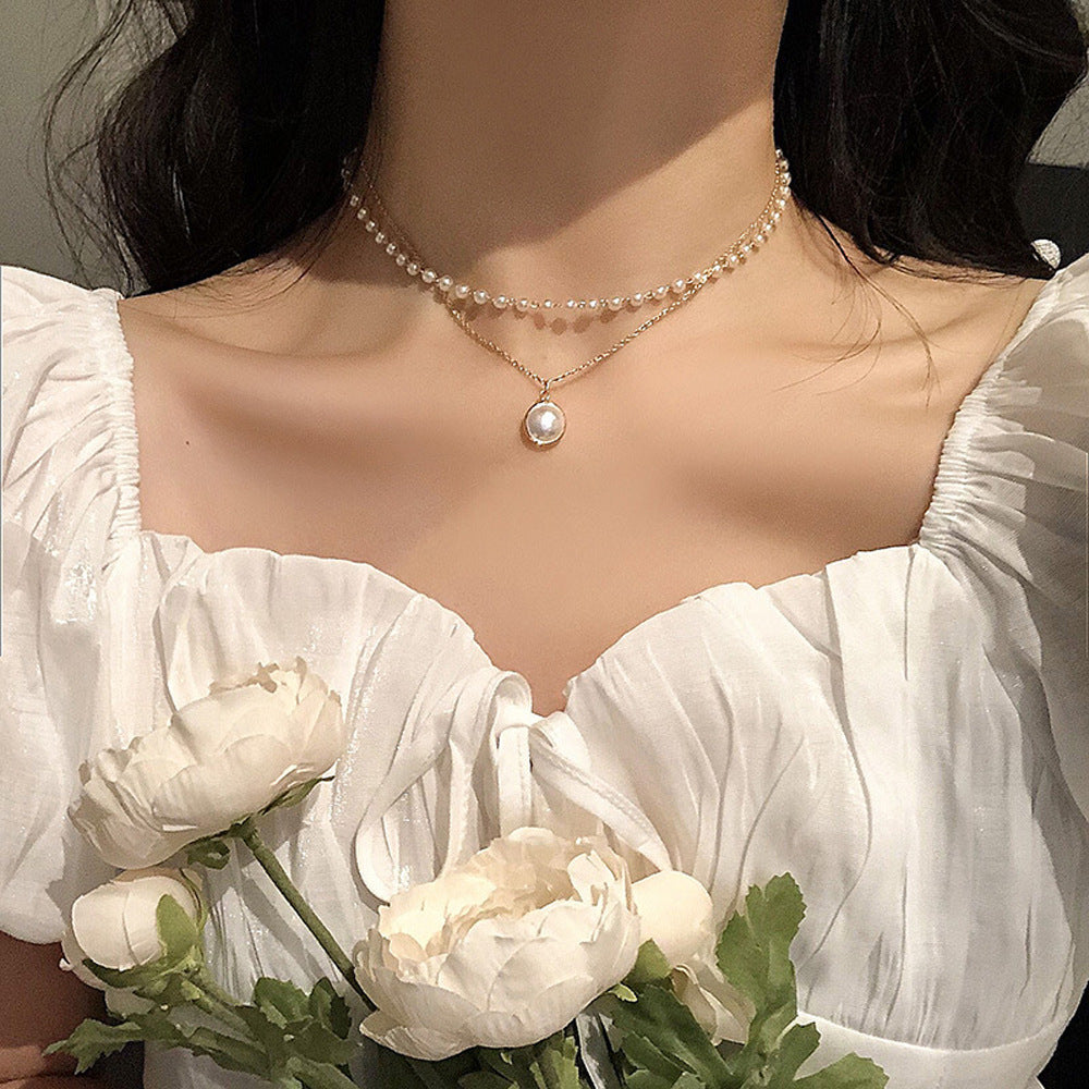 Elegante geschichtete Perlenkette Karnz