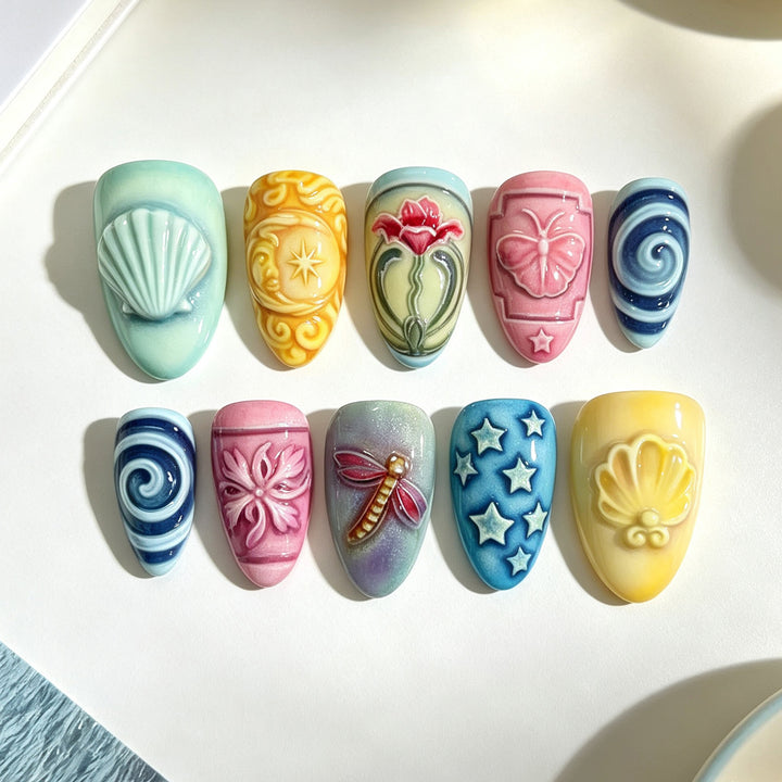 Kreatives Florales Press-On Nagelset