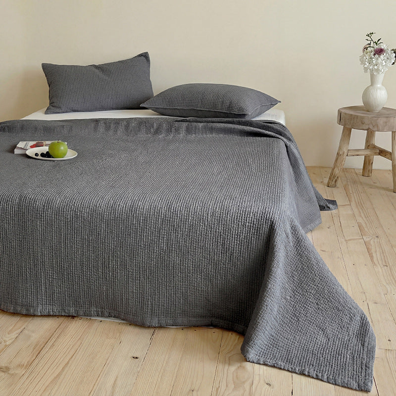 Leichte Waffelstruktur-Tagesdecke aus atmungsaktiver Baumwolle für Bett und Sofa