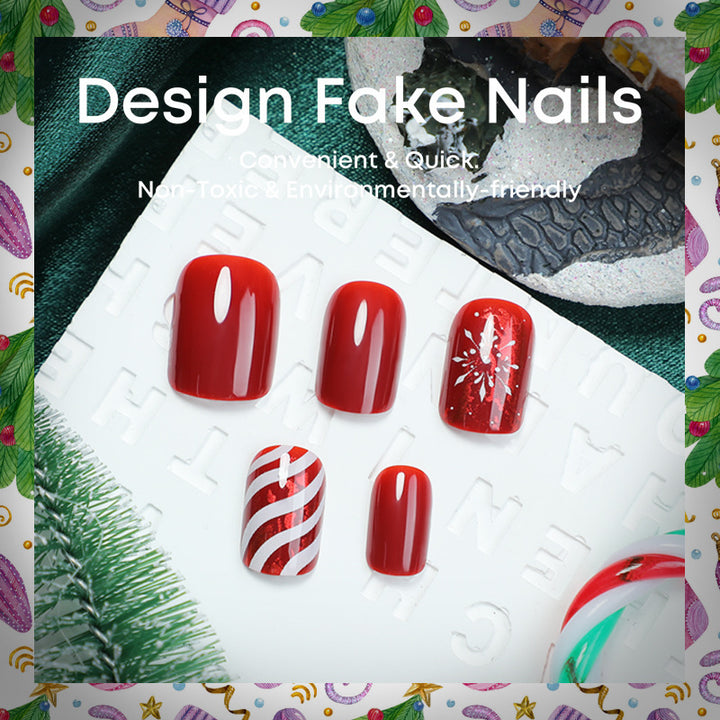 Kunstnagelset mit festlichen Designs und Glitzerakzenten Karnz