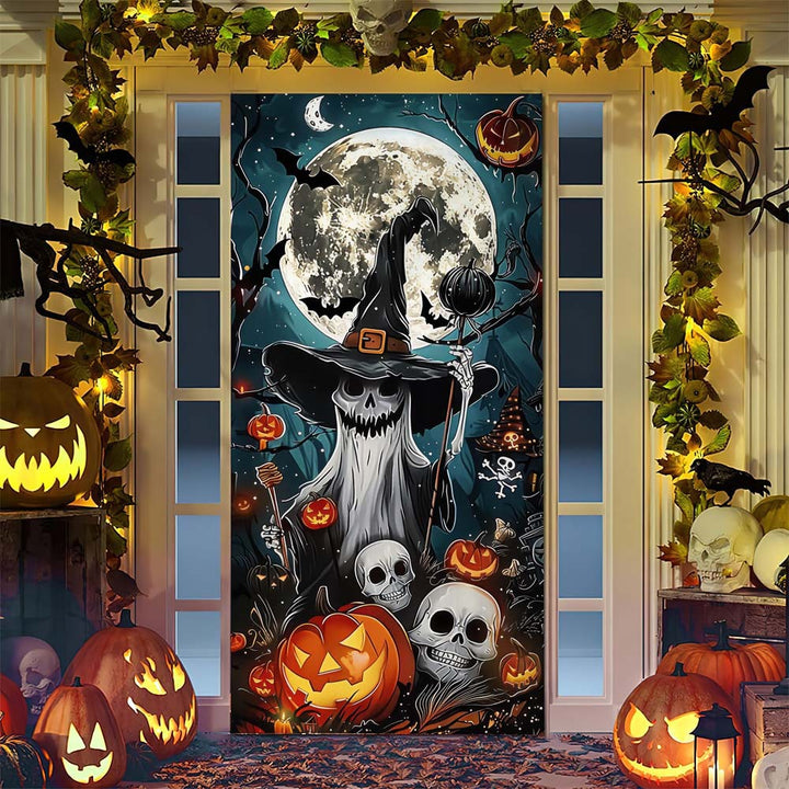 Halloween-Türposter mit großformatiger Grim-Reaper-Illustration und wiederverwendbarem PVC-Planenstoff