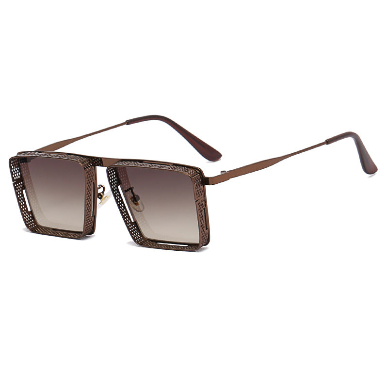 Damen extravagante quadratische Sonnenbrille mit durchbrochenem Rahmen Karnz