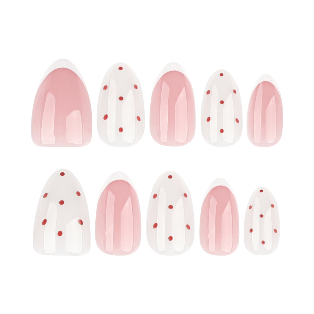 Elegante Nägelkunst mit modernen Punkten und French-Tips Karnz