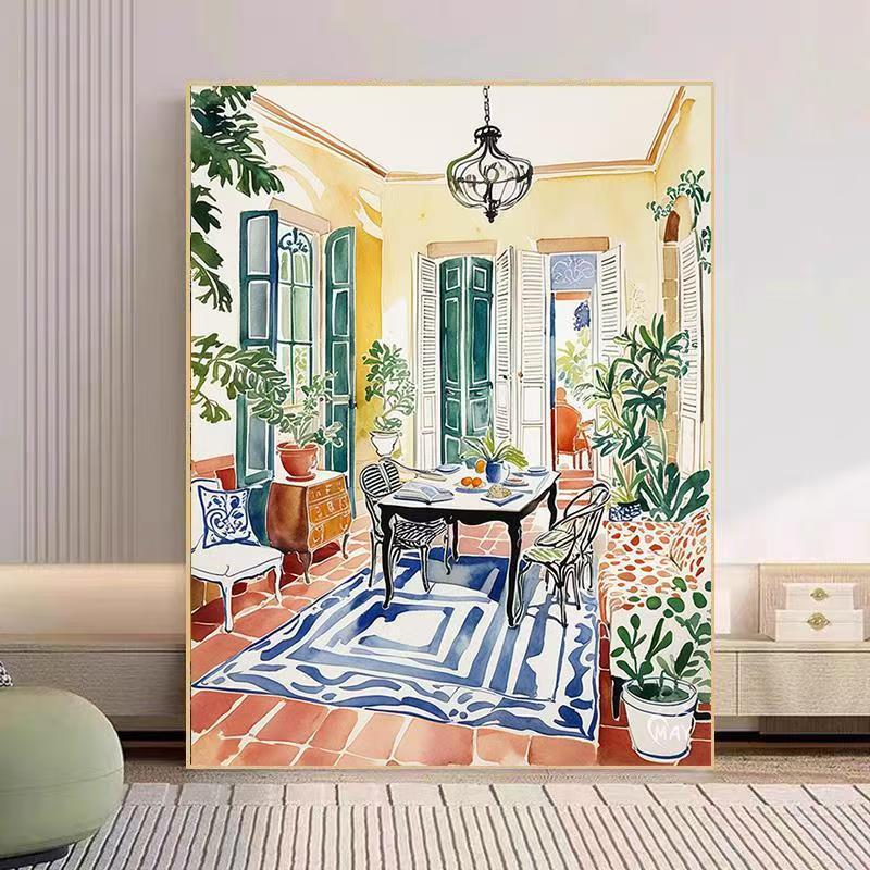 Gemütlicher Wohnzimmer Aquarell Kunstdruck Karnz