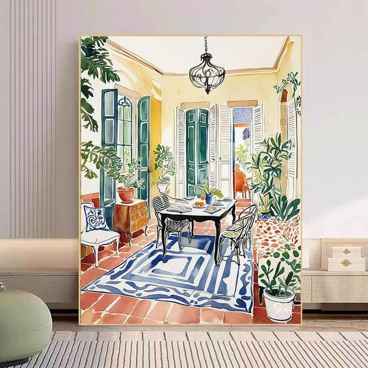 Gemütlicher Wohnzimmer Aquarell Kunstdruck Karnz