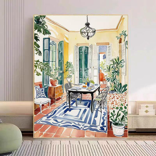 Gemütlicher Wohnzimmer Aquarell Kunstdruck Karnz