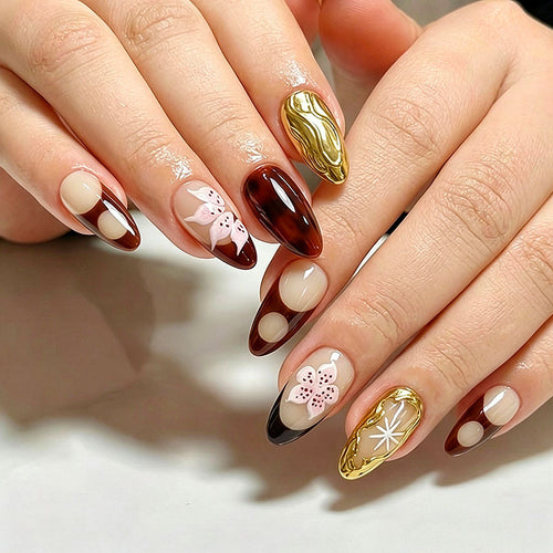 Dekorativer Floral Press-On Nagelkunstset