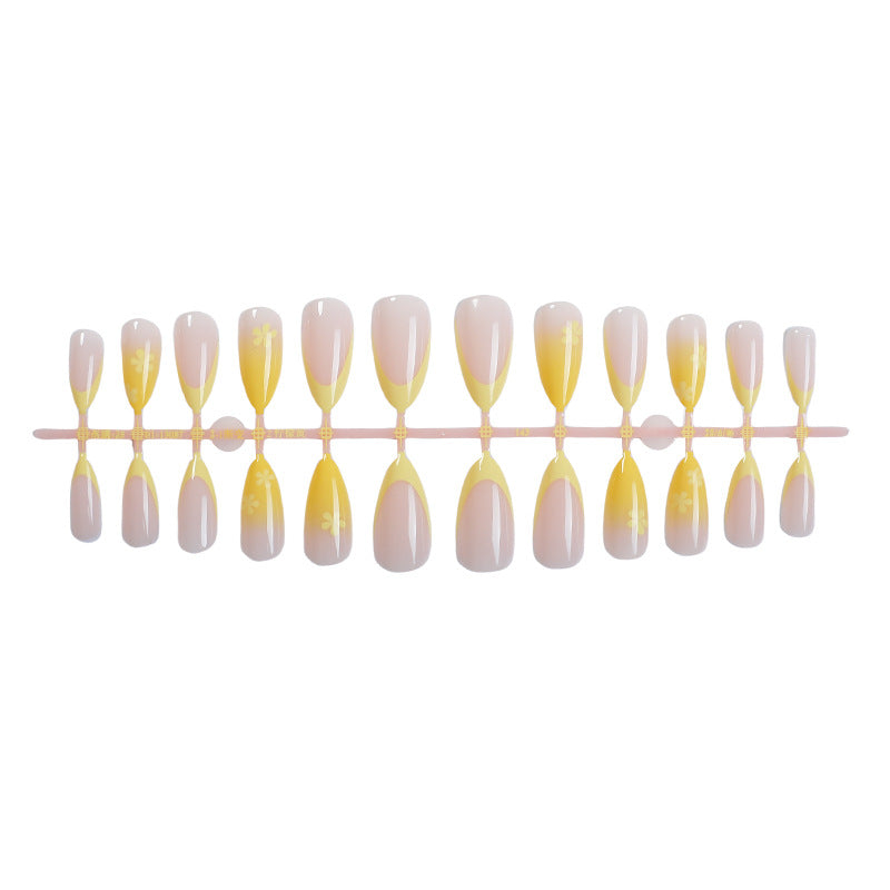 Vibrante florale dekorative Press-On-Nagelset Karnz