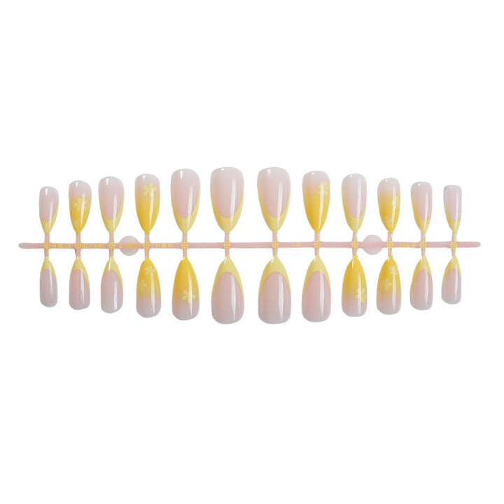Vibrante florale dekorative Press-On-Nagelset Karnz