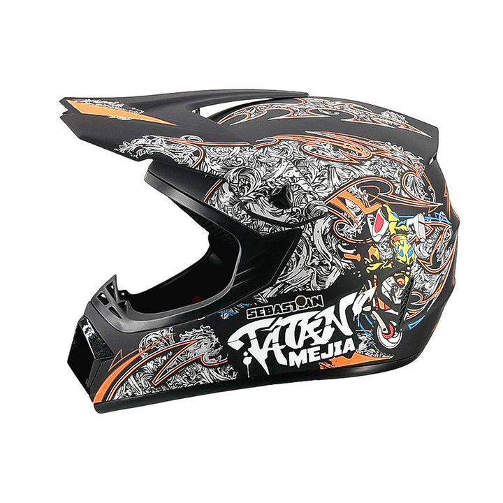 Vollgesicht-Motocross-Helm mit verlängertem Visier und verstärktem Kinnschutz Karnz
