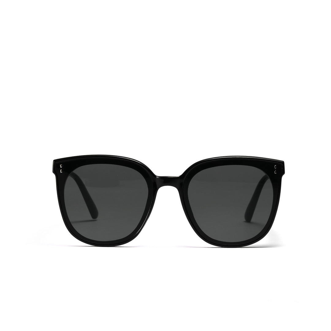 Damen modische quadratische Sonnenbrille mit hochwertigem transparentem Rahmen Karnz