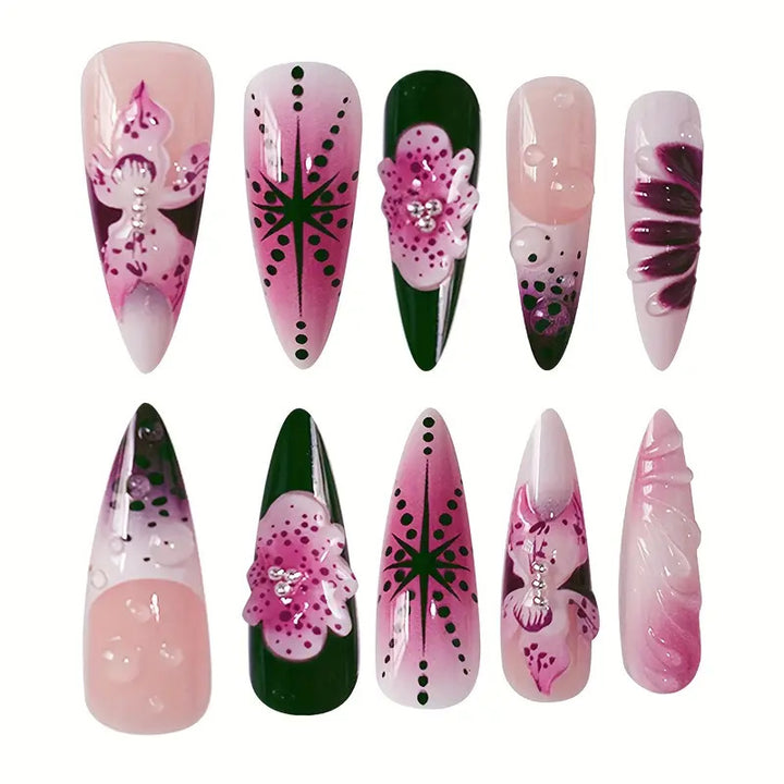 Premium Dekorative Stiletto Press-On Nagelkunst Karnz