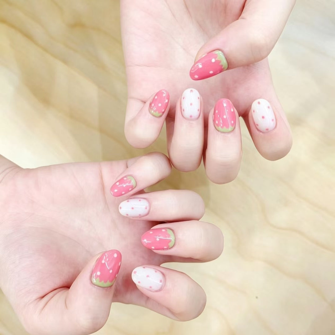 Erdbeer-Themen Acryl-Nagelerweiterungen