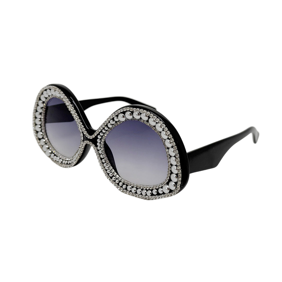 Damen Glamouröse Statement-Sonnenbrille mit funkelndem Kristallrahmen Karnz