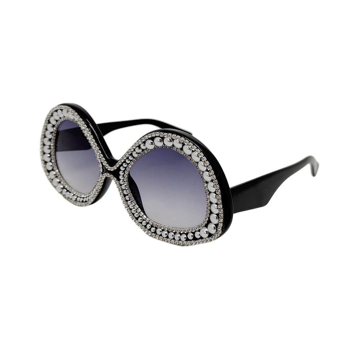 Damen Glamouröse Statement-Sonnenbrille mit funkelndem Kristallrahmen Karnz