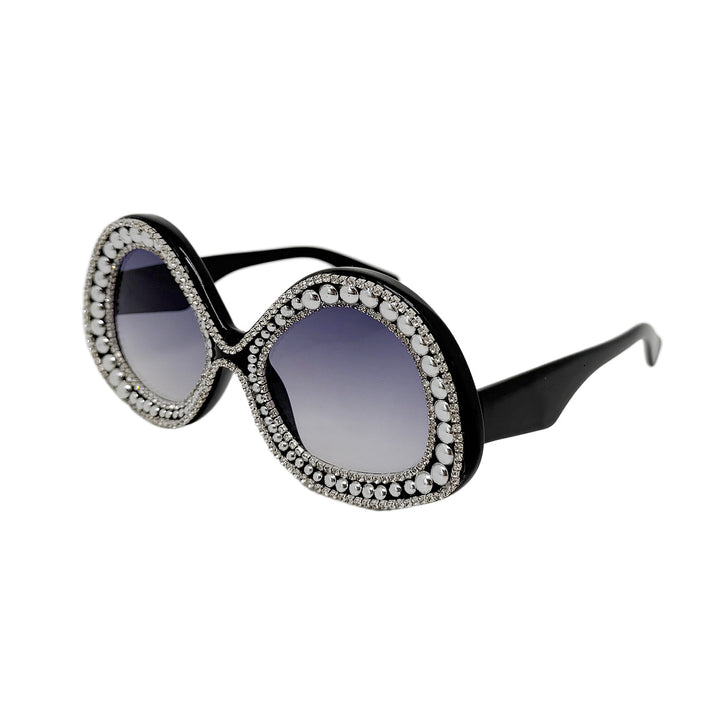 Damen Glamouröse Statement-Sonnenbrille mit funkelndem Kristallrahmen Karnz