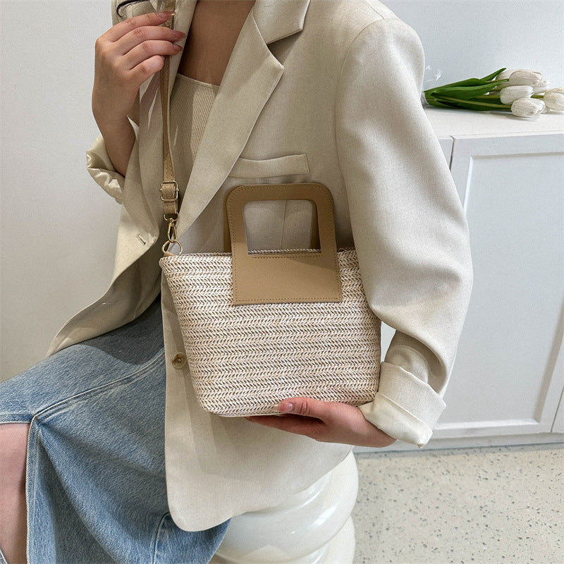 Moderne Texturierte Gewebte Handtasche Karnz