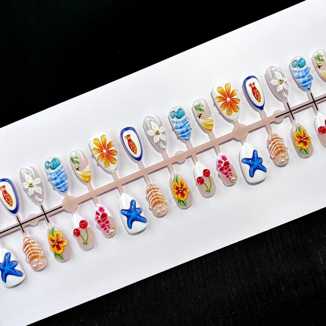 Tropisch inspiriertes Druck-On-Nagelkunst-Set