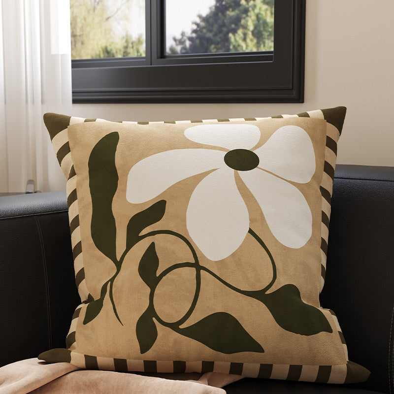 Velvet Bamboo Leaf Square Throw Pillow Cover with Hidden Zipper