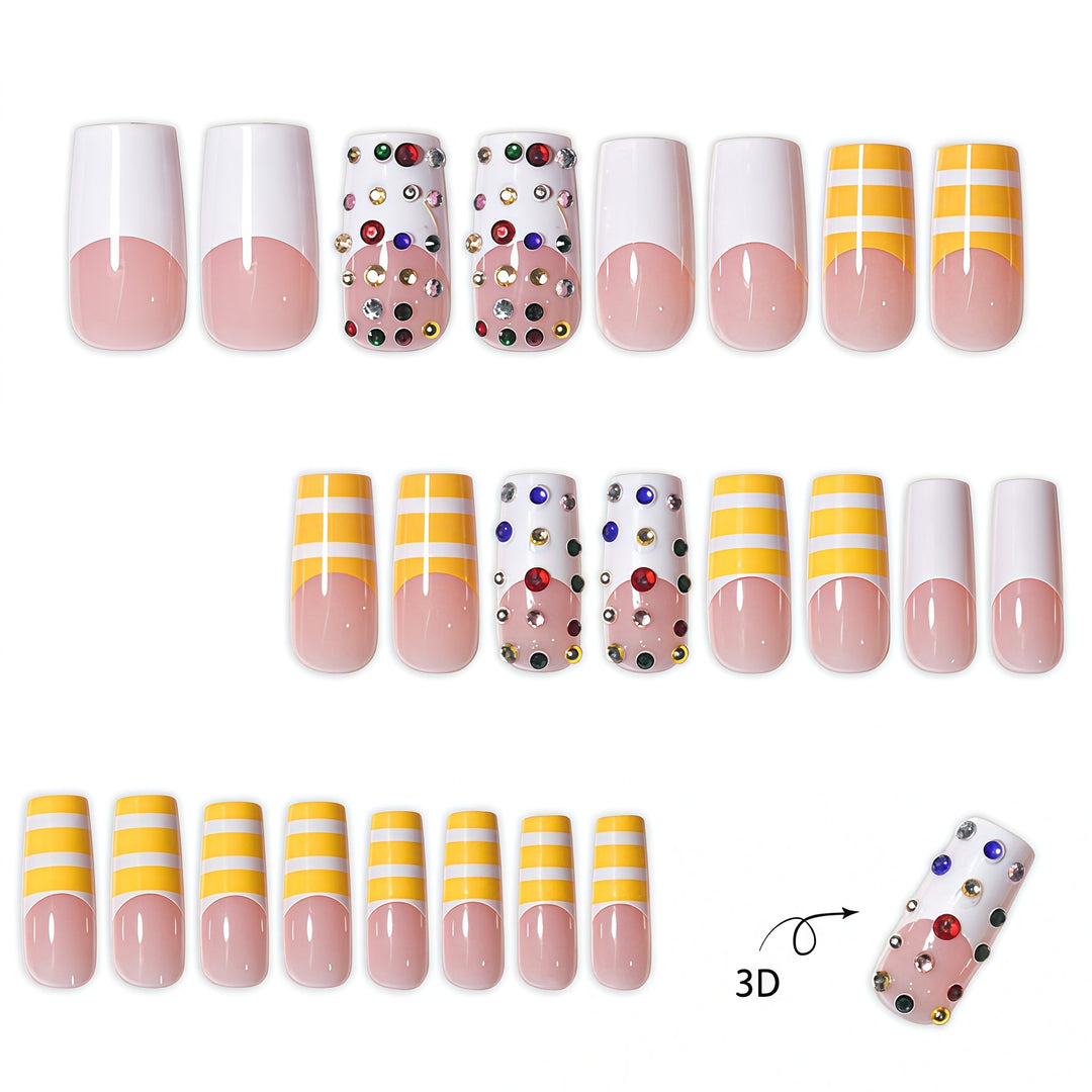 Dekoratives langes Press-On-Nagelset Karnz