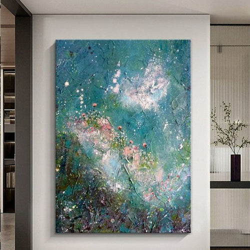 Texturiertes abstraktes florales Leinwandkunstwerk