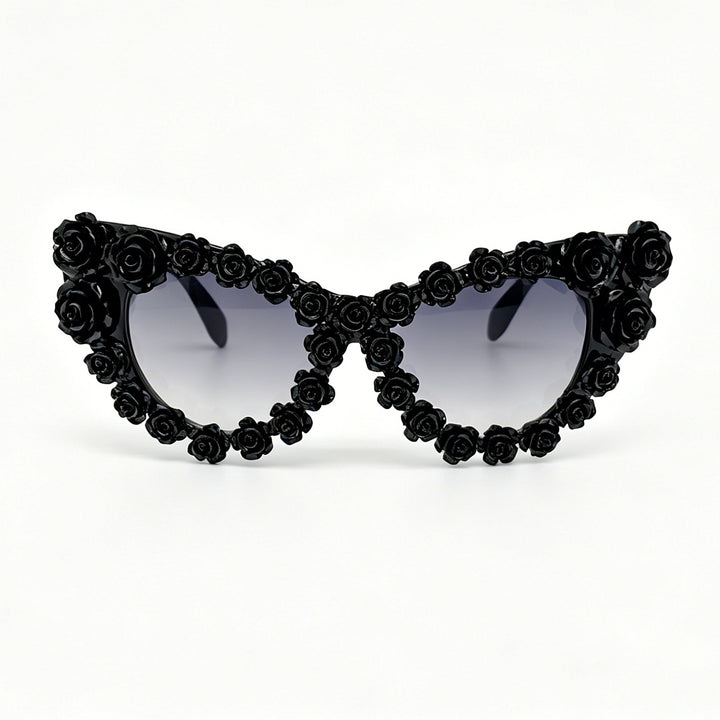 Damen Herzförmige Sonnenbrille mit floraler Applikation Karnz